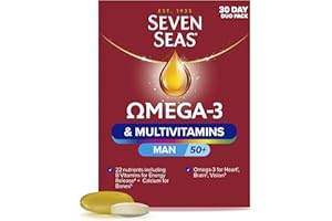 Seven Seas Omega-3 and Multivitamins Man 50plus, 30-Day Duo Pack, with B Vitamins and Calcium, 30 Omega-3 Capsules and 30 Multivitamin Tablets