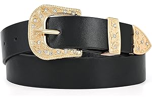 JasGood Cintura da donna in pelle per jeans, pantaloni da donna, vintage, design occidentale