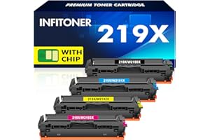 INFITONER 219X 219A MFP 3302FDW Toner: With Chip Compatible for HP 219X 219A with Color LaserJet Pro MFP 3302FDW 3302SDW 3302FDN 3302FDNG 3302FDWG 3302SDWG 3202DN 3202DW Black Cyan Yellow Magenta W2190X 4-Pack