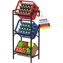 Étagère Métallique Pour Caisses De Boissons - 3 Niveaux - Capacité 6 Caisses - Dimensions 104x32x117.3cm - Brun Rustique - 6