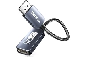 dockteck 4K 60Hz DisplayPort auf HDMI Adapter, Aktiver Adapter DP auf HDMI für HDTV, Projektor, Desktops, Laptop(GTX 960, ThinkPad T420, Dell 780, Lenovo T520i usw.)