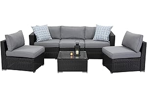 ‎MEXO MeXo Polyrattan Lounge Set (Schwarz Grau (5-Sitzer Set))