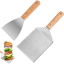 Grillspatel Set Aus Edelstahl Mit Holzgriff – 2-teilig, Profi-Spatel Und Schaber Für BBQ & Grillplatte