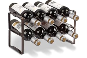 ‎BOMCLAP Weinregal Metall stapelbar flaschenregal für 8 Flaschen für Keller, bar und lagerraum, Wine Rack stabiles modular erweiterbare Flaschen und weinlagerung (2 Etagen)