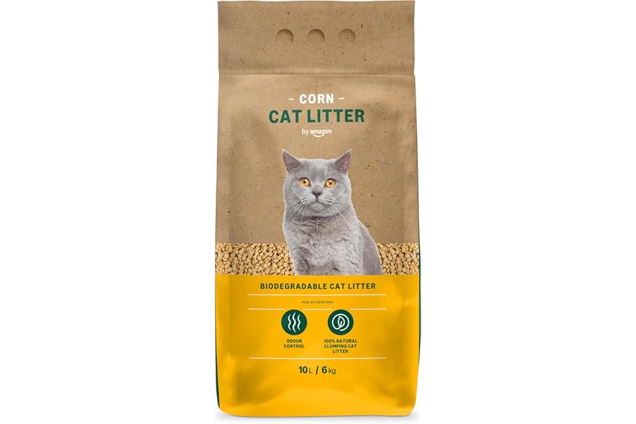 by Amazon Clumping Corn Cat Litter, Unscented, 10 L (Pack of 1) (Previously a Lifelong brand, same product)