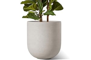 LE TAUCI Pot de Fleurs 30 cm, Pot d’Intérieur et d’Extérieur en Céramique, Grand Bac à Fleurs pour la Maison, Le Jardin et Le Bureau, Pot avec Trou de Drainage, Gris
