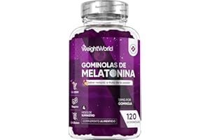 WEIGHTWORLD Melatonina Gominolas 120 Unidades Con Vitamina B6 y Sabor Natural a Fruta de la Pasión - Gummies para 4 Meses, Melatonina Contribuye a Reducir el Tiempo para Conciliar el Sueño, Veganas y Sin Gluten