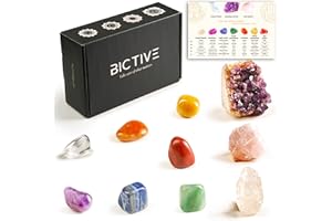 BICTIVE Set 10 Pierres Naturelles Lithotherapie. Pierres Chakras, Cristaux et Pierres Précieuses, Amethyste Pierre Naturelle, Deco Zen, Lapis Lazuli, Pierre Protection, Decoration Zen, Feng Shui Deco