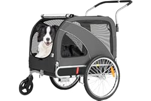Fiximaster Remorque pour Chien XL – Vélo et Jogging 2 en 1 – avec Frein de sécurité et réflecteurs – Poussette Chien Pliable – remorque Animaux Jusqu’à 40 kg