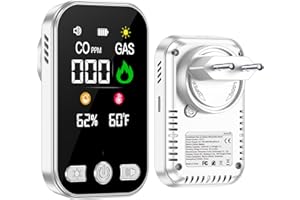 Gedsffati Gas- und CO-Melder mit Stecker für Haus, Gasmelder Gasalarm, Kohlenmonoxidmelder CO-Warner Warnmelder Zuhause, Brenngasmelder für Erdgas LPG Methan Propan Butan, Weiß, HD12-CG