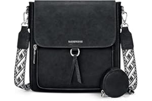 RAINSMORE Sac Bandoulière Femme Cuir PU Sac a Main Femmes avec Bretelles Larges Réglables Sacoche Femme Bandoulière avec Compartiment Multipli