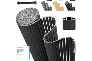 Sekey Frangivista Balcone in PVC, Frangivento da Esterno, con Fascette, Copri Ringhiera Balcone, Recinzione Frangivista Decorativa per Giardino Balcone, 100 x 400 cm, Antracite