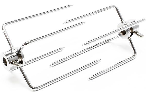 WilTec 2X Fourches à Viande pour Broches Ø 5-11 mm Acier chromé Fourchettes Tournebroche Rôtisserie BBQ Grill Accessoire Cuisine Légumes