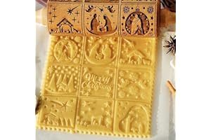 YIZEMAY Mattarello Natività Incisa, Strumento Fai-da-te per Biscotti con Mattarello con Incisione in Rilievo per la Cottura di Biscotti in Rilievo (1PCS)