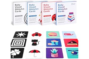 SWEETONE Flash Cards Neonato, 64 Pezzi Alto Contrasto Scheda Flash per Bambini, Bianco e Nero Flashcards, Educativi Carte Giochi Montessori, Carta Stimolazione Visiva Giochi Neonato per Neonato 0-3 6 12 Mesi