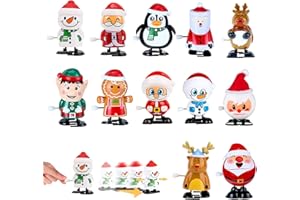 POPOYU Lot de 12 Mini Jouets Animaux à Remonter Noël, Wind Up Funny Mécaniques Mignons, Thème de Noël Clockwork pour Crackers à Remplir, Petits Cadeaux de Table