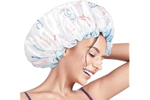 Aquior Shower Caps, Reusable Shower Cap for Women, Double Layer Waterproof Hair Cap, Large Size for All Hair Lengths (white)