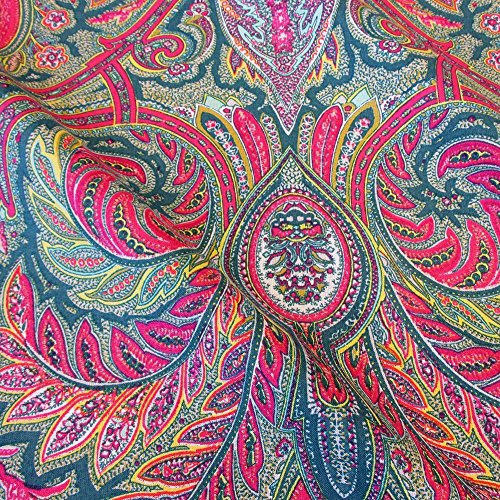 Stoff Baumwollstoff Meterware Paisley petrol bunt Valdrome aus Frankreich