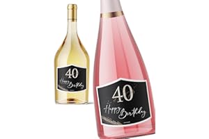 JOLI COON JoliCoon 40 Happy Birthday - Etichetta per bottiglie - Regalo 40 anni - 40 anni di compleanno 9,3x7,8cm