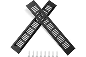 QIMEI-SHOP Grille d'aération en Aluminium Grille de Ventilation Rectangulaire avec Vis pour la Ventilation des Placards et des Chambres 30x5cm Noir 2 Pièces