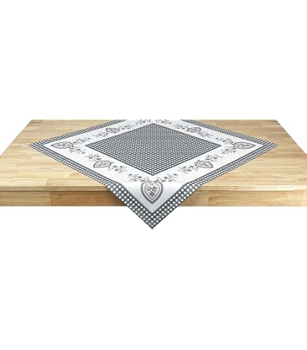 Mitteldecke Landhaus-Stil – 82x82 Cm, Grün-weiß Kariert Mit Hirsch-Motiv, Für Küche & Esszimmer