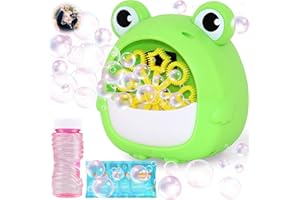 Chennyfun Machine à Bulles Portable de Grenouille, Machine à Bulles Automatique 2000+ Bulles/Min avec Bouteilles de Liquide à Bulles, Jeux Cadeaux Exterieur Intérieur pour Enfants Fête Mariage Jardin