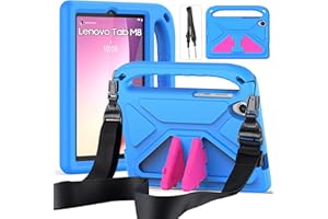 DUZZONA Funda Infantil para 8 Pulgadas Lenovo Tab M8 (4th Gen)/ M8 HD/ M8 FHD/Smart M8 FHD/ M8 3rd Gen, Carcasa Antigolpes con Asa y Correa para Lenovo Tab M8 8”, Azul