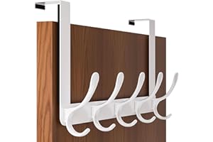 SKOLOO sur le porte-crochet, 5 crochets de cintre pour les serviettes de linge Manteau de porte-linge, sur le porte-manteau de porte (blanc)