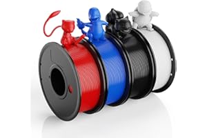 Xute Filament PLA 1.75mm, Filament PLA pour Imprimante 3D, Précision Dimensionnelle +/-0.02mm, Emballé sous Vide, 4x 250g/Spools, Incluant Noir, Blanc, Rouge et Bleu