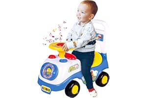 Balakaka 2025 Upgrade Ride On Car with Under Seat Storage, First Steps Toddler Walker Buggy Car with Light and Sound, Colourful Push Car Foot to Floor for Toddler Aged 18-36 Months Blue