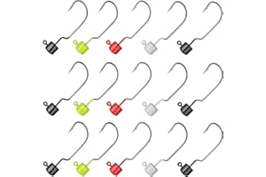 SHADDOCK Ned Rig Jig Head Hooks Kit, 15pcs Mushroom Jig Head Wide Gap Jig Hooks Weedless Ned Rig Bait Hook for Soft Lures Bass Fishing
