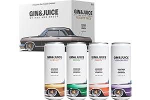 STILL G.I.N. BY DRE AND SNOOP GIN & JUICE By Dre and Snoop VARIETY PACK | 8 x 250ml Cans | Premium Gin, Sparkling Water & Real Fruit Juice | 5.9% ABV | All Natural Flavours | Pre-Mixed & Ready To Drink Cocktail Cans | Low Sugar