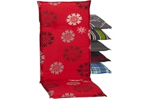 Beo Coussin d’extérieur pour Dossier Haut résistant aux UV Barcelona | Fabriqué en UE | Coussin de Chaise de Jardin Lavable | Coussin Fauteuil de Jardin Respirant | Motif Pissenlit Rouge