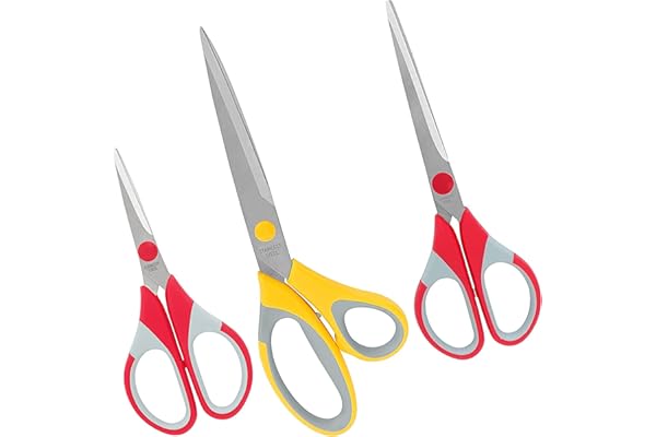 ABOUT SPACE Multipurpose Scissors Set - (Set of 3) Stainless Steel Multicoloured Scissors at Different Sizes for Household,Home & Kitchen, Office, Art & Craft, Sewing, Cloth Cutting (8.5", 6.9", 5.5")