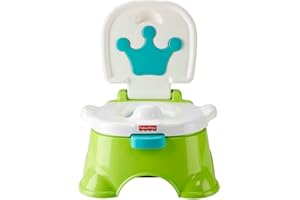 Fisher-Price Educational Potty & Footstool Baby Potty Training with Footstool with Music Sounds and Removable Seat Ring Royal Design Green Baby Accessories HPY93