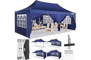 COBIZI Pop up Gazebo 3M x 6M Marquee Gazebo with Sides 2.0, Upgrade Structure Wind & Waterproof Easy up UV Blocking with 4 Sidewalls & Carry Bag & 4 Stakes & Ropes, Navy Blue