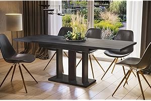 Endo-Moebel Esstisch Appia 130cm - 210cm erweiterbar ausziehbar Säulentisch Küchentisch | Tischbeine Matt (Beton dunkel)