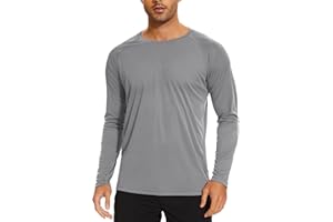 TACVASEN T Shirt Anti UV Homme Manche Longue Haut de Sport à Séchage Rapide Tops d'extérieur en Col Rond