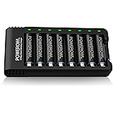 POWEROWL Rechargeable Battery AA with Charger, 8 Pcs 2800mAh High Capacity Low Self Discharge Ni-MH Double A Batteries with 8
