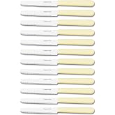 Table knives, meat knife, butter knife, set of 12 pieces, stainless steel, blade with edge and saw, basting knife, dishwasher