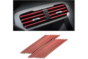 8SANLIONE 20 Pieces Car Air Conditioner Decoration Strip for Vent Outlet, Universal Waterproof Bendable Air Vent Outlet Trim Decoration, Suitable for Most Air Vent Outlet, Car Interior Accessories (Red)