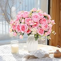 4 Mazzi Di Peonie Artificiali Beige - Fiori Finti In Seta Per Decorazione Casa, Matrimoni E Vasi - Foto 2