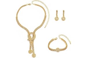 Touosy 3 stycken smycken set kvinnor, smycken set smycken med halsband örhängen armband modesmycke elegant vintage brudsmycke