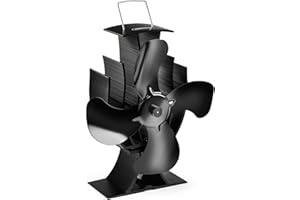 VonHaus Stove Fan – Log Burner Fire Fan for Wood Burning Stoves, Fireplaces, Stove Heaters – 4 Blades, Silent Operation, Eco Friendly, Heat Powered, Energy Saving