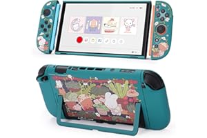 GeekShare Protective Shell Compatible with Switch 2, Kawaii Cartoon Dockable Case Compatible with Switch 2, Anti-Scratch and Shock-Absorption Design Cover Skin - Bunny Garden