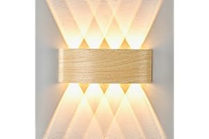 Doughelec Applique Murale LED Extérieure Intérieur 8W Bois, Éclairage Mural LED Imperméable IP65 Blanc Chaud 3000K, Lampe Murale Vintage Up Down Luminaire pour Escalier Entrée Terrasse Salon, 22CM