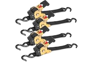 DIGANK 4 Pack Auto Retractable Ratchet Straps Each 25MM X 1.8METRE Strap Boasts A 1600lbs Break Strength. Featuring Weather-Resistant Safety S-Hooks, Heavy Duty Tie Down Perfect for Any Hauling Job