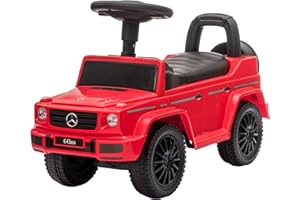 Baroni Toys SUV Mercedes Ride-On - Voiture à pousser pour enfant 1-4 ans, phares LED, sons réalistes, roues antidérapantes, boîte de rangement, 69,5x29x43 cm Rouge