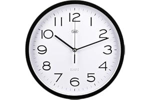 Trevi OM 3302 S Orologio da Parete Silenzioso con Movimento SWEEP, Diametro 30cm, Design Moderno ed Essenziale, Ideale per Camera da Letto e Ufficio, Funzionamento con Batteria Stilo AA, Nero