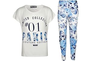 A2Z4Kids Kids Girls Floral Print Trendy Top & Stylish Fashion Legging Set New Age 7 8 9 10 11 12 13 Years